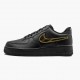 Nike Air Force 1 Sort Metallic Guld Removable Swoosh Pack CT2252 001 Dame/Herre