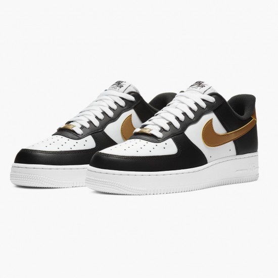 Nike Air Force 1 Low Sort Hvid Metallic Guld CZ9189 001 Dame/Herre