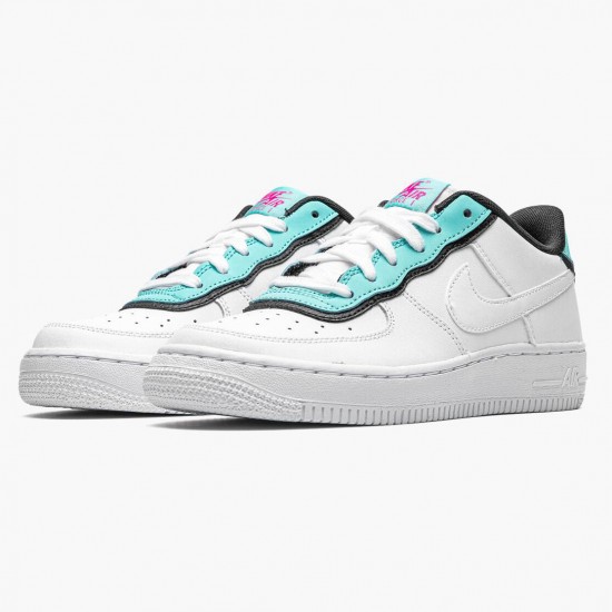 Nike Air Force 1 Low GS Double Layer Aqua Sort BV1084 100 Dame