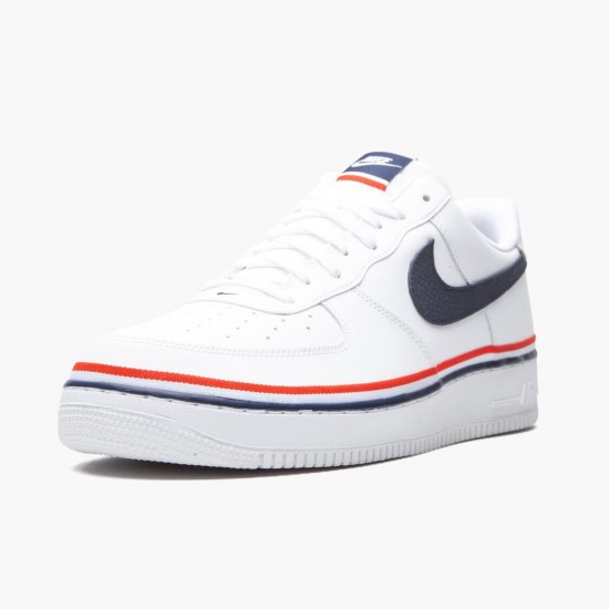 Nike Air Force 1 Low Ribbon Hvid Blå CJ1377 100 Dame/Herre