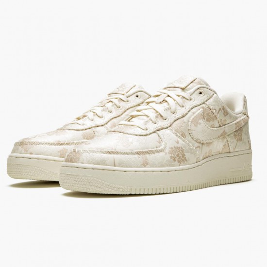 Nike Air Force 1 Low Satin Floral Pale Ivory AT4144 100 Dame/Herre