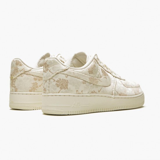 Nike Air Force 1 Low Satin Floral Pale Ivory AT4144 100 Dame/Herre