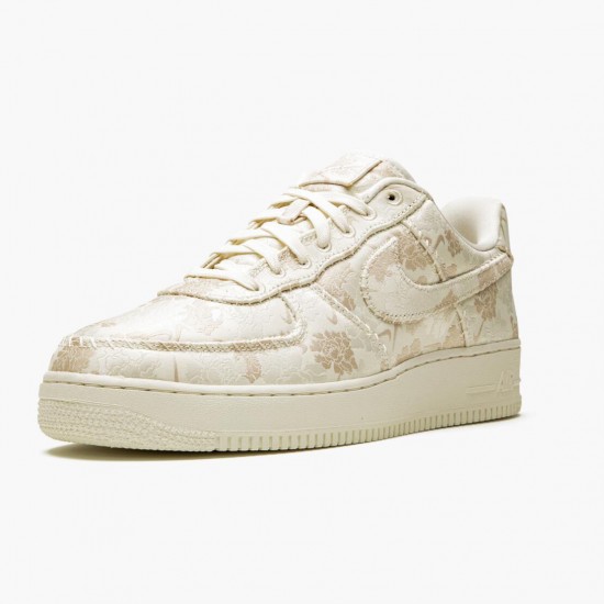 Nike Air Force 1 Low Satin Floral Pale Ivory AT4144 100 Dame/Herre