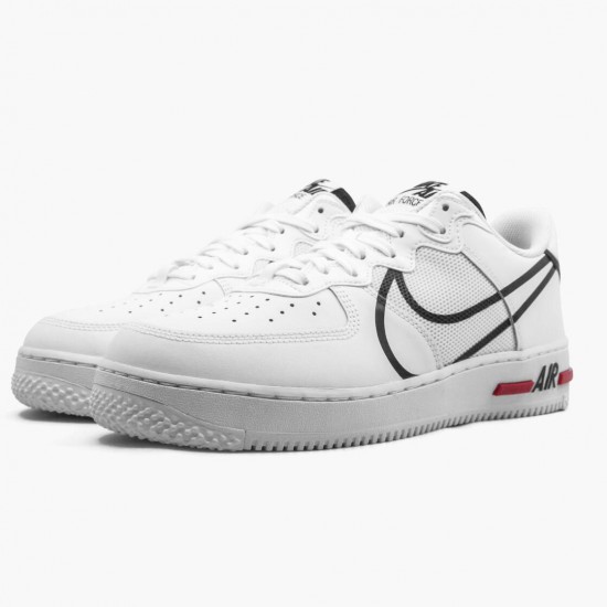 Nike Air Force 1 React Hvid Sort Rød CD4366 100 Dame/Herre