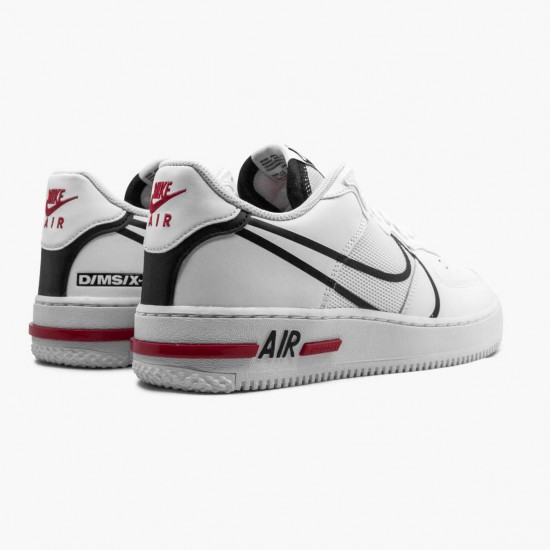 Nike Air Force 1 React Hvid Sort Rød CD4366 100 Dame/Herre