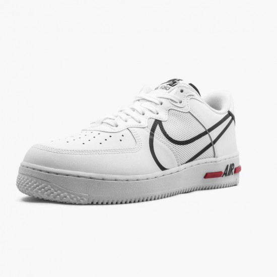 Nike Air Force 1 React Hvid Sort Rød CD4366 100 Dame/Herre