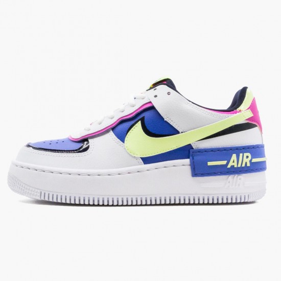 Nike Air Force 1 Shadow Hvid Sapphire Barely Volt CJ1641 100 Dame