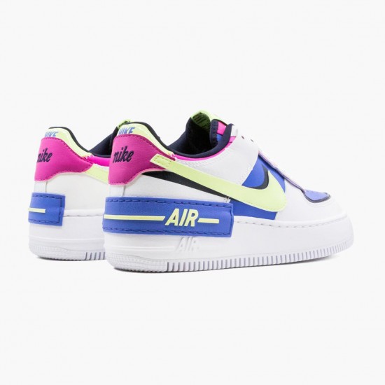 Nike Air Force 1 Shadow Hvid Sapphire Barely Volt CJ1641 100 Dame