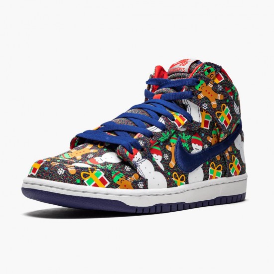 Nike SB Dunk High Concepts Ugly Christmas Sweater 881758 446 Dame/Herre