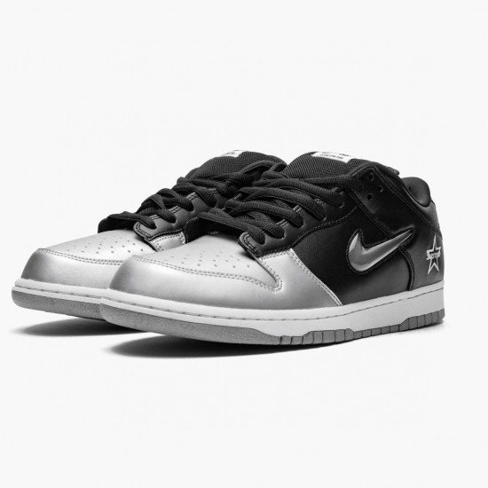 Nike SB Dunk Low Supreme Jewel Swoosh Silver CK3480 001 Dame/Herre