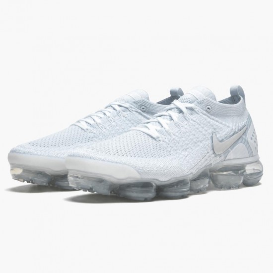 Nike Air VaporMax Flyknit 2 Hvid Vast Grå 942842 105 Dame/Herre