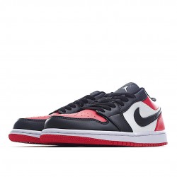 Nike Air Jordan 1 Low Rød Sort Toe 553558-618 Dame/Herre