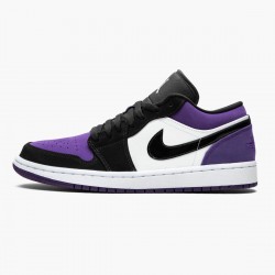 Nike Air Jordan 1 Low "Court Purple" Dame/Herre 553558 125 Hvid/Sort-Court Lilla 