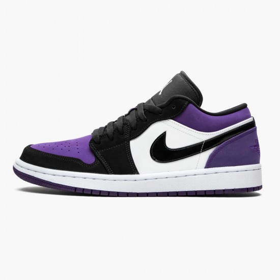 Nike Air Jordan 1 Low Court Purple Dame/Herre 553558 125 Hvid/Sort-Court Lilla