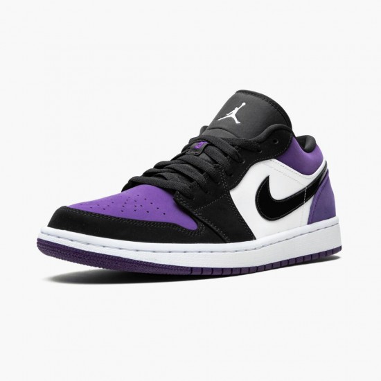 Nike Air Jordan 1 Low Court Purple Dame/Herre 553558 125 Hvid/Sort-Court Lilla