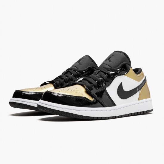 Nike Air Jordan 1 Low Gold Toe Dame/Herre CQ9447 700 Sort/Guld-Sort