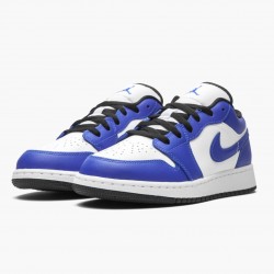 Nike Air Jordan 1 Retro Low "Game Royal" Dame/Herre 553560 124 Hvid/Game Royal-Sort 