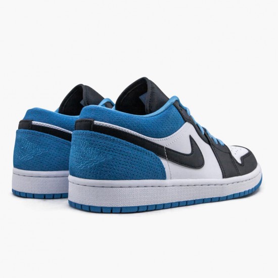 Nike Air Jordan 1 Retro Low Laser BlueDame/Herre CK3022 004 Sort/Sort-Laser Blå-Hvid