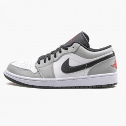 Nike Air Jordan 1 Retro Low "Light Smoke Grey" Dame/Herre 553558 030 Lt Smoke Grå/Gym Rød-Hvid 