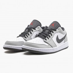 Nike Air Jordan 1 Retro Low "Light Smoke Grey" Dame/Herre 553558 030 Lt Smoke Grå/Gym Rød-Hvid 