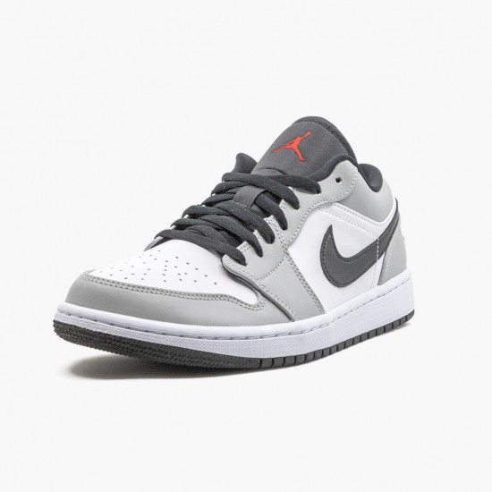 Nike Air Jordan 1 Retro Low Light Smoke Grey Dame/Herre 553558 030 Lt Smoke Grå/Gym Rød-Hvid