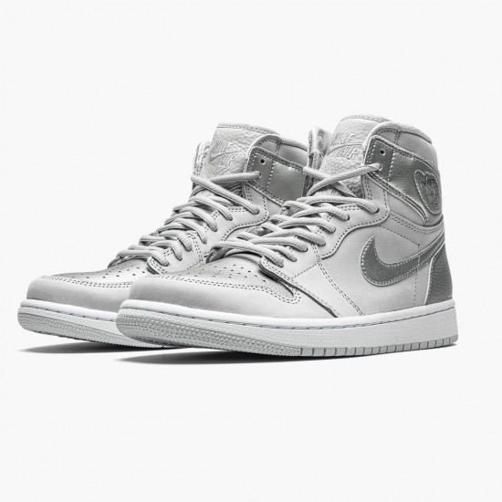 Nike Air Jordan 1 High OG CO.JP Neutral Grey Neutral Grå/Hvid-Metallic Si DC1788 029 Dame/Herre