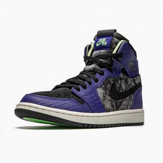 Nike Air Jordan 1 High Zoom Air CMFT Bayou Boys DC2133-500 Court Lilla/Sort-Electric Grøn Dame/Herre