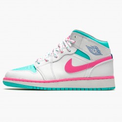 Nike Air Jordan 1 Mid "Digital Pink" Dame Hvid/Digital Lyserød-Aurora Gree 555112 102 