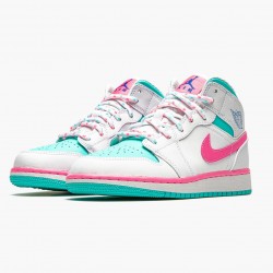 Nike Air Jordan 1 Mid "Digital Pink" Dame Hvid/Digital Lyserød-Aurora Gree 555112 102 