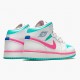 Nike Air Jordan 1 Mid Digital Pink Dame Hvid/Digital Lyserød-Aurora Gree 555112 102