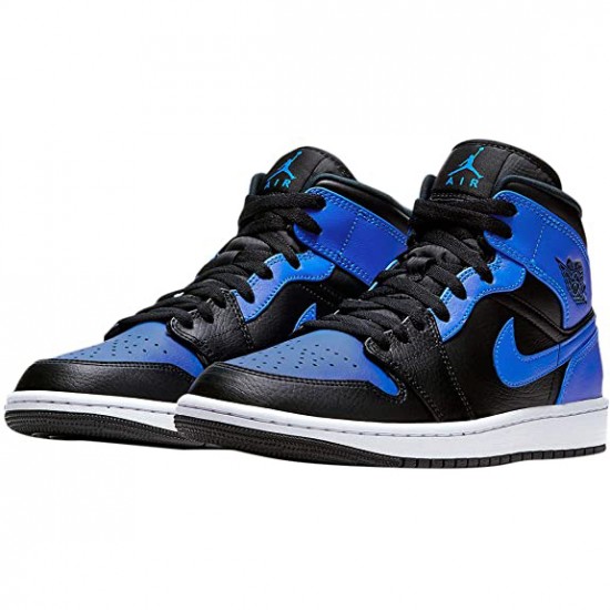 Nike Air Jordan 1 Mid Hyper Royal Tumbled Leather 554724-077 Dame/Herre