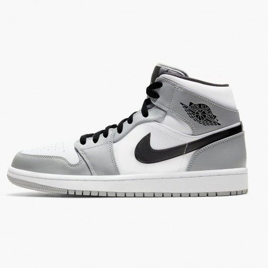 Nike Air Jordan 1 Mid Light Smoke Grey Light Smoke Grå/Sort-Hvid 554724 092 Dame/Herre