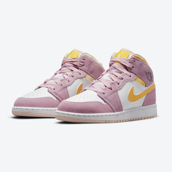 Nike Air Jordan 1 Mid SE GS Arctic Pink DC9517 600 Light Arctic Lyserød University Guld-Hvid Dame