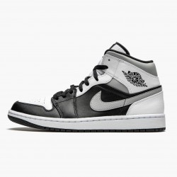 Nike Air Jordan 1 Mid "White Shadow" Dame/Herre Sort/Hvid-Lt Smoke Grå 554724 073 