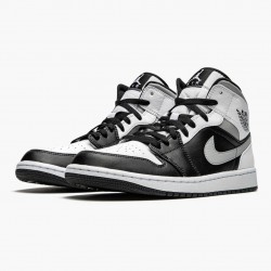 Nike Air Jordan 1 Mid "White Shadow" Dame/Herre Sort/Hvid-Lt Smoke Grå 554724 073 