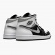 Nike Air Jordan 1 Mid White Shadow Dame/Herre Sort/Hvid-Lt Smoke Grå 554724 073