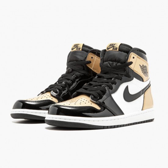 Nike Air Jordan 1 Retro Gold Toe Dame/Herre Sort/Metallic Guld-Summit Whi 861428 007