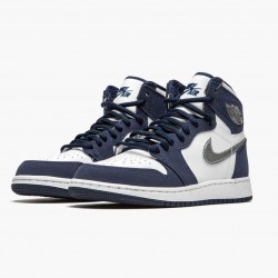 Nike Air Jordan 1 Retro High COJP "Midnight Navy" Dame/Herre Hvid/Midnight Flåde/Metallic S DC1788 100 