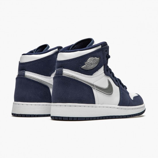 Nike Air Jordan 1 Retro High COJP Midnight Navy Dame/Herre Hvid/Midnight Flåde/Metallic S DC1788 100