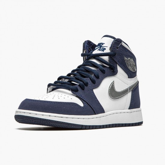 Nike Air Jordan 1 Retro High COJP Midnight Navy Dame/Herre Hvid/Midnight Flåde/Metallic S DC1788 100