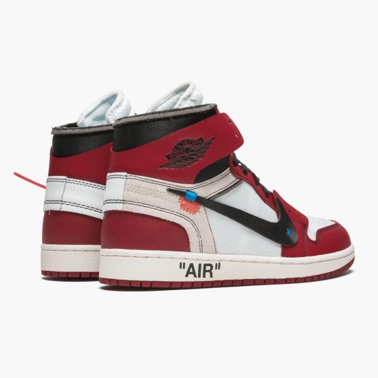 Nike Air Jordan 1 Retro High Off-White Chicago Dame/Herre AA3834 101 Hvid/Sort-Varsity Rød