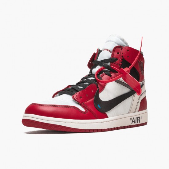 Nike Air Jordan 1 Retro High Off-White Chicago Dame/Herre AA3834 101 Hvid/Sort-Varsity Rød