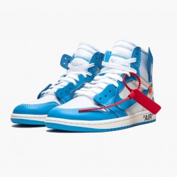 Nike Air Jordan 1 Retro High Off-White "University Blue" Dame/Herre AQ0818 148 Hvid/Dark Powder Blå-Cone