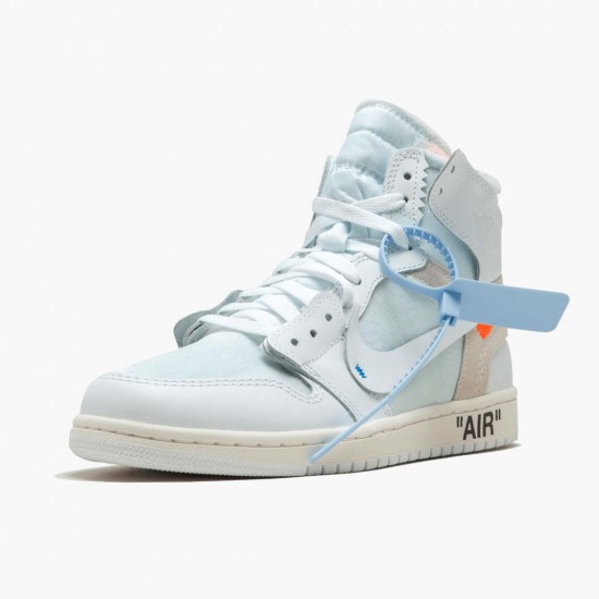 Nike Air Jordan 1 Retro High Off-White White Herre AQ0818 100 Hvid