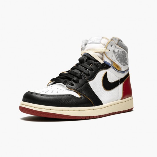 Nike Air Jordan 1 Retro High Union Los Angeles Black Toe Herre BV1300 106 Hvid/Sort-Varsity Rød Sort