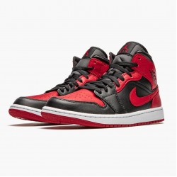 Nike Air Jordan 1 Mid Banned (2020) 554724 074 Sort/University Rød-Sort-Whi Dame/Herre 