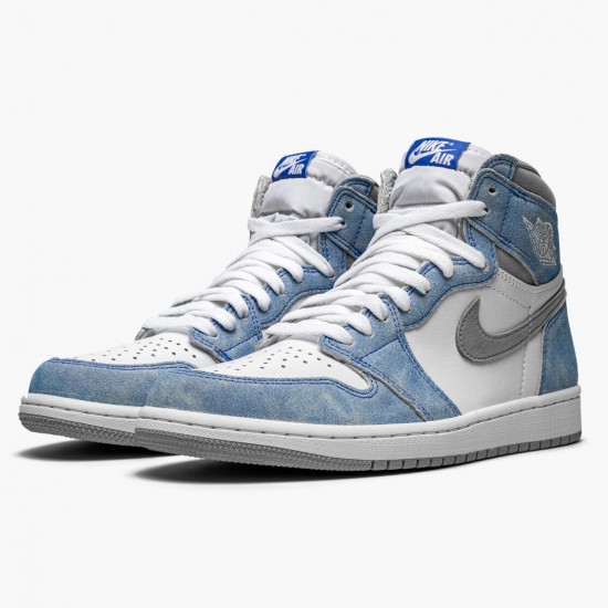 Nike Air Jordan 1 Retro High OG Hyper Royal 555088 402 Hyper Royal/Light Smoke Grå-W Dame/Herre