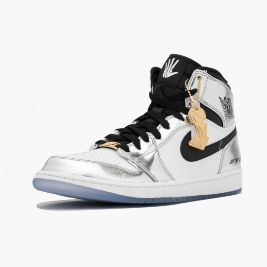 Nike Air Jordan 1 Retro High Think 16 AQ7476-016 Chrome/Sort-Hvid-Turbo Grøn Dame/Herre