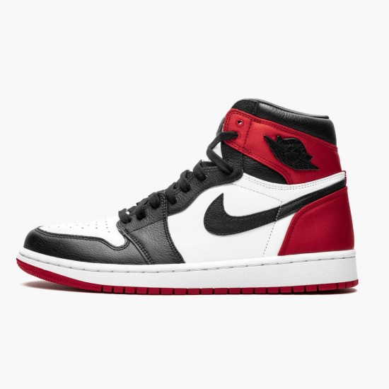 Nike Air Jordan 1 High OG Satin Black Toe Sort/Sort-Hvid-Varsity Rød CD0461 016 Dame/Herre