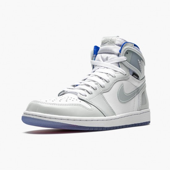 Nike Air Jordan 1 High Zoom Racer Blue Hvid/Hvid-Racer Blå CK6637 104